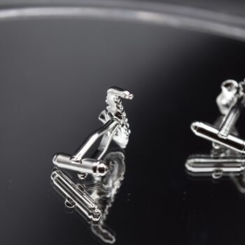 Saxophone Silver Cufflinks Gift For Musicians 316 L Stainless Steel Accessory, 3 of 6