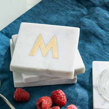 Alphabet Gold Initial Marble Coasters, 6 of 6