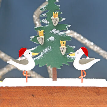 Christmas Tree And Seagulls With Chips Decoration, 3 of 4