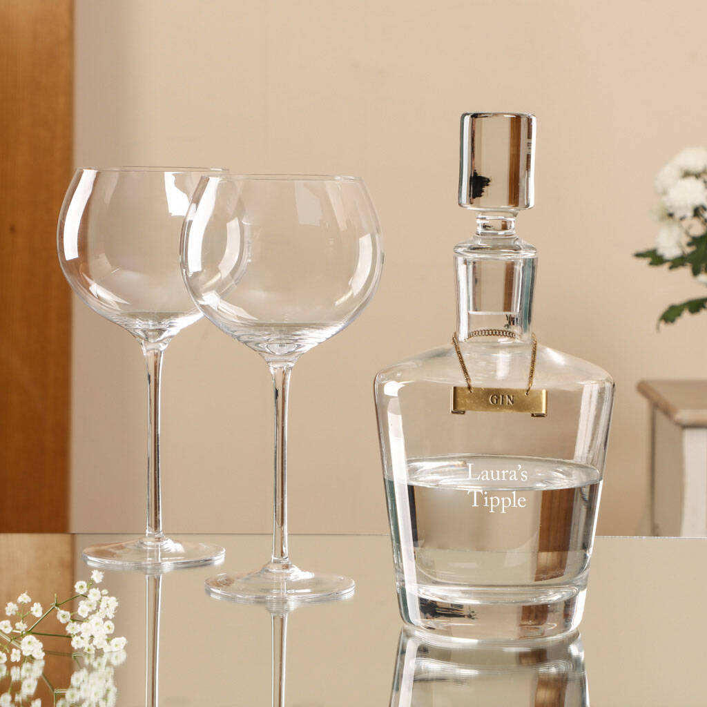 personalised valentine's gold gin decanter gift set by dibor