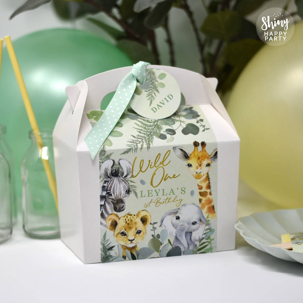 Personalised Jungle Babies Birthday Party Gift Box, 1 of 7