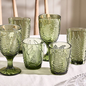 Botanical Green Fern Leaf Glassware, 6 of 8