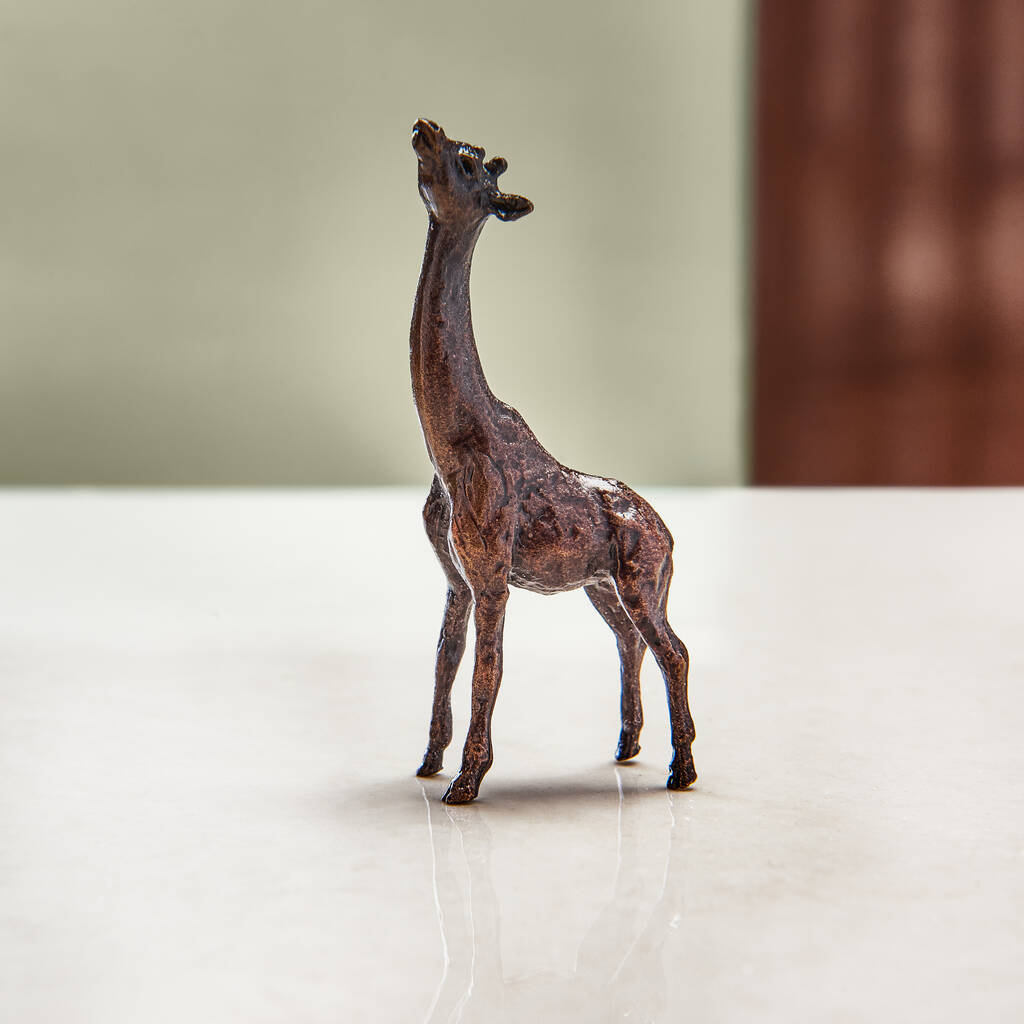 Miniature Bronze Giraffe Sculpture 8th Anniversary Gift, 1 of 12