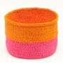 Kali: Bright Pink And Orange Duo Colour Block Woven Basket, thumbnail 6 of 8