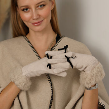 Cosy Bouclé Cuff Knitted Gloves Alpaca Wool Blend, 2 of 12