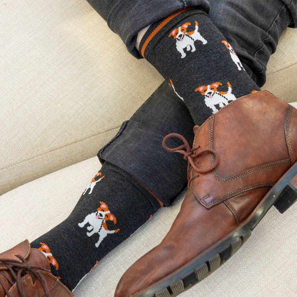 Men's Bamboo Socks Black Jack Russell Dogs, 1 of 5