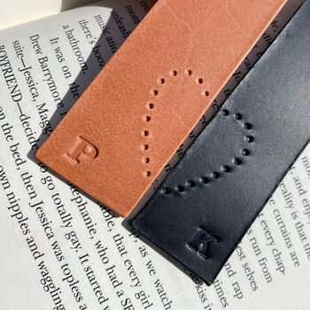 Couples Set Of Leather Bookmarks With Heart Detail, 4 of 4