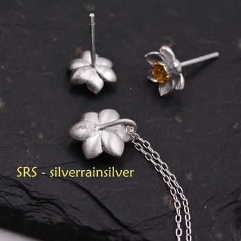 Sterling Silver Daffodil Flower Pendant Necklace, 4 of 9
