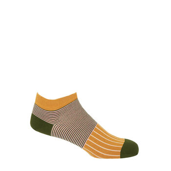 Oxford Stripe Mustard Luxury Crew And Trainer Men’s Socks, 3 of 4
