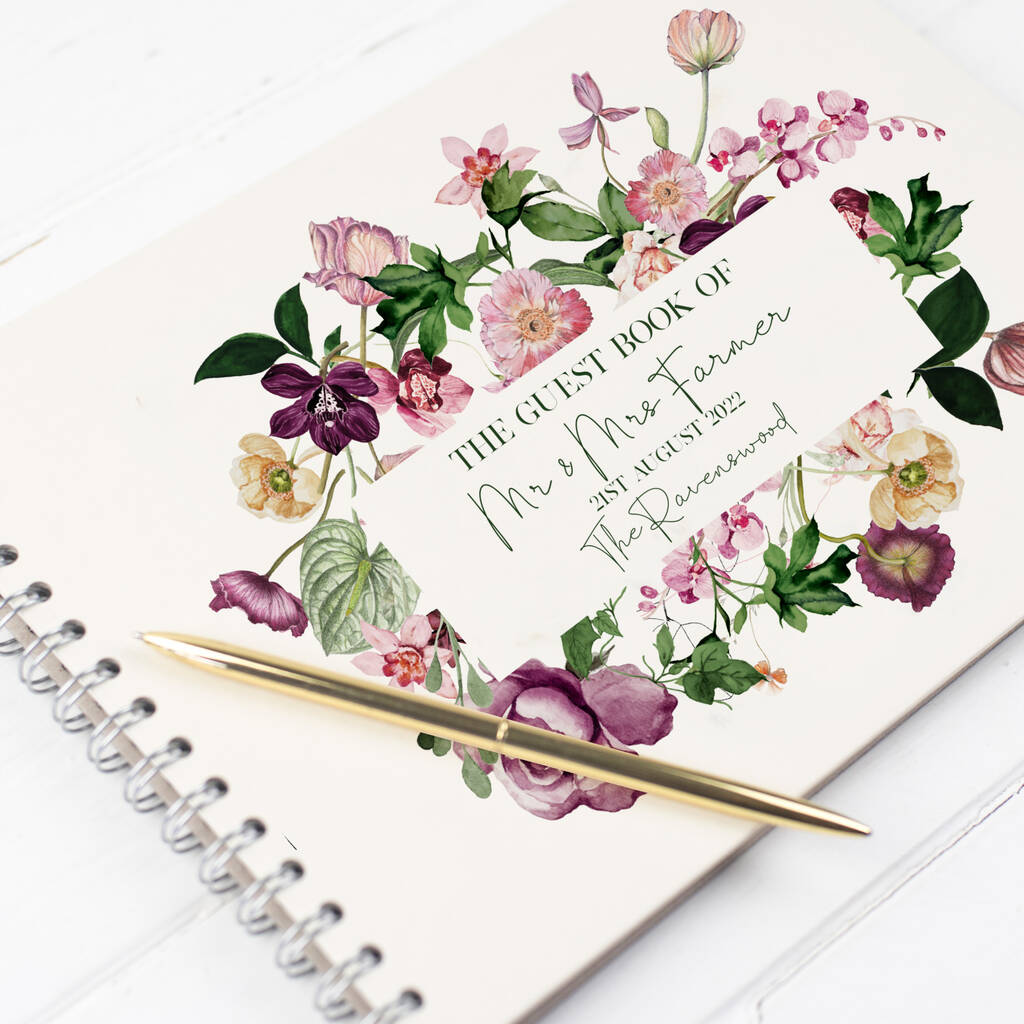 Tulips And Spring Flowers Wedding Guest Book, 1 of 10