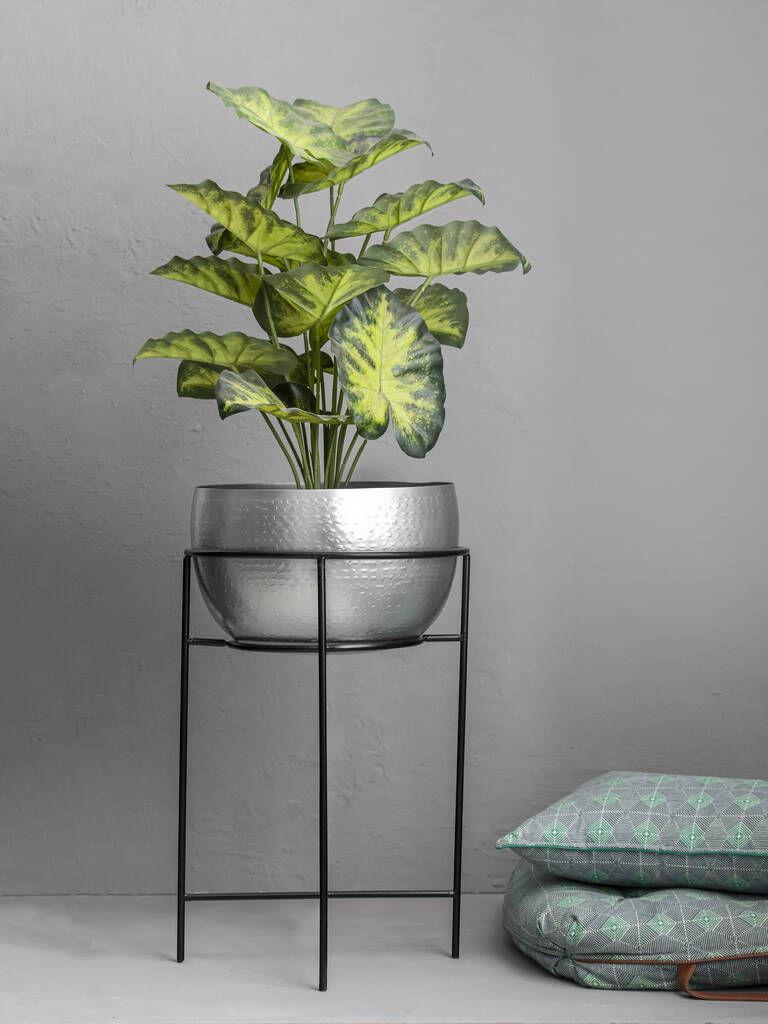 Stylish Silver Plant Pot With Metal Stand 'Mira', 1 of 2