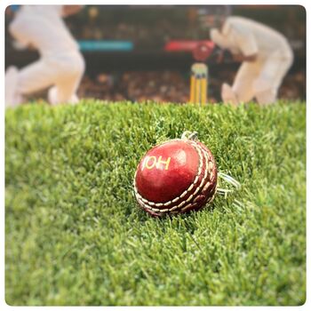 Personalised Vintage Miniature Cricket Ball Keyring, 9 of 12