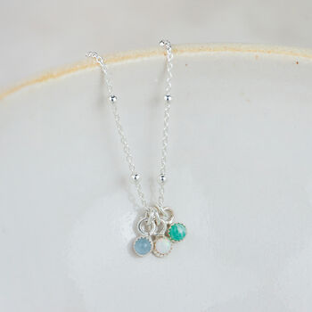 Sterling Silver Birthstone Satellite Chain Necklace, 2 of 4