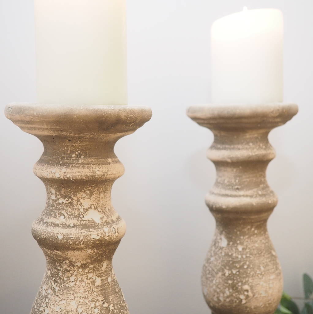 Grey Stone Candlestick By Za Za Homes