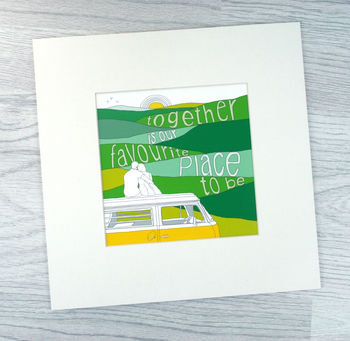 Couple And Classic Campervan Small Print, 3 of 5