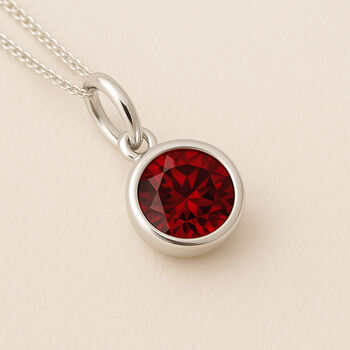 Personalised Sterling Silver July Ruby Birthstone Necklace, 6 of 12