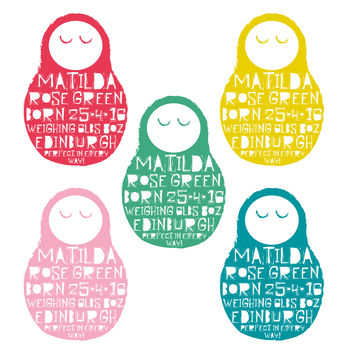 Personalised Russian Doll Birth Print, 2 of 3