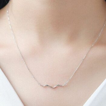 Silver Sterling Wave Zig Zag Sea Surf Necklace, 5 of 6