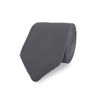 Wedding Handmade Polyester Knitted Pocket Square In Dark Grey, 3 of 7