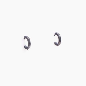 Geometric Faceted Open Hoop Sterling Silver Earrings S, 6 of 8