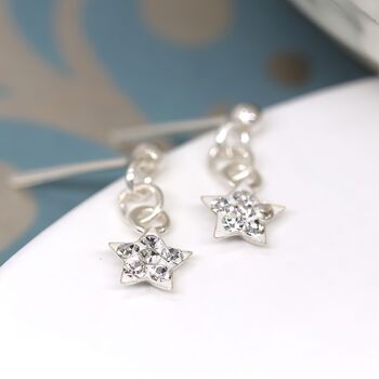 Sterling Silver Twinkling Star Dangle Earrings, 3 of 8