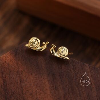 Sterling Silver Tiny Snail Stud Earrings, 2 of 12