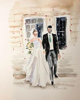 Personalised Bride And Groom Portrait In Watercolour, 6 of 7