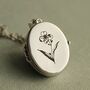Silver Oval Birth Flower Personalised Locket Necklace, thumbnail 1 of 9