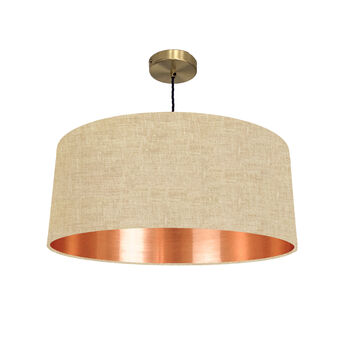 Beige Linen Lampshade With A Metallic Lining, 2 of 4
