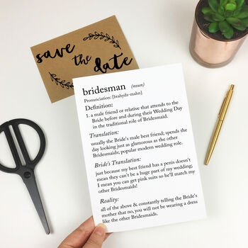 Funny Bridesmaid Definitions A5 Card, 8 of 10