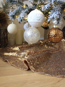 Sequin Christmas Tree Skirt Silver, Gold, Rose Gold, 4 of 6