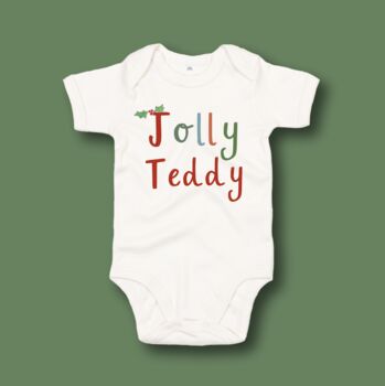 Personalised 'Jolly Name' Christmas Babygrow, 2 of 2