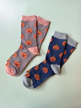 Halloween Pumpkin Bamboo Socks, 8 of 10