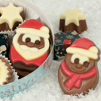 Christmas Oval Festive Themed Luxury Belgian Chocolates, 2 of 3