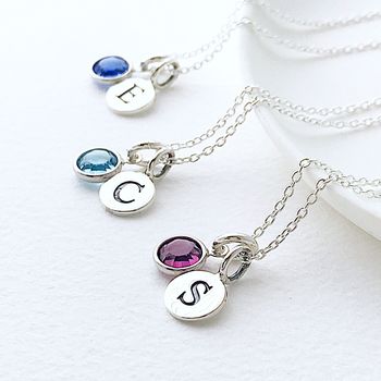 Silver Birthstone And Intial Necklace, 4 of 6