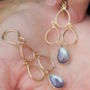 18ct Gold Vermeil Gemstone Deco Drop Earrings, thumbnail 2 of 6
