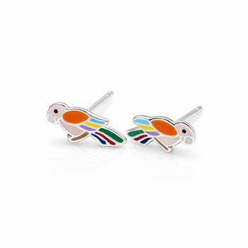 Sterling Silver Parrot Stud Earrings – 10mm X 5mm, 4 of 5