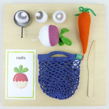 Crocheted Mini Shopping Bag And Vegetables, 2 of 9