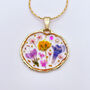 Pressed Flowers Round Necklace Pendant Small Hand Made, thumbnail 1 of 10