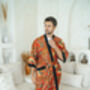 Men's Batik Kimono Robe In Red, thumbnail 10 of 11