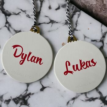 Personalised Name Leather Bauble, 5 of 5