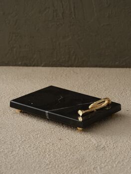 Handmade Black Marble Serving Board With Floral Detail, 4 of 12