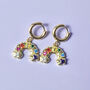 Rainbow Huggie Hoop Earrings, thumbnail 3 of 5
