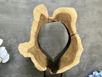 40cm Molten Glass Hanging Bowl On Teak Root Base, 8 of 12