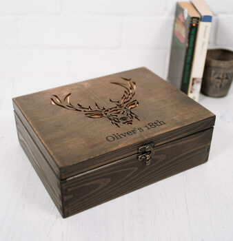 Stag Personalised Cufflink And Watch Box, 5 of 8