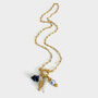 Charm Necklace In Blue And Gold, thumbnail 1 of 2