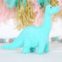 Ice Blue Diplodocus Dinosaur Rattle, Personalised Bag, thumbnail 3 of 3
