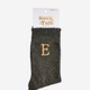 Women's Glitter Socks Black Gold Initial 'E', thumbnail 5 of 5