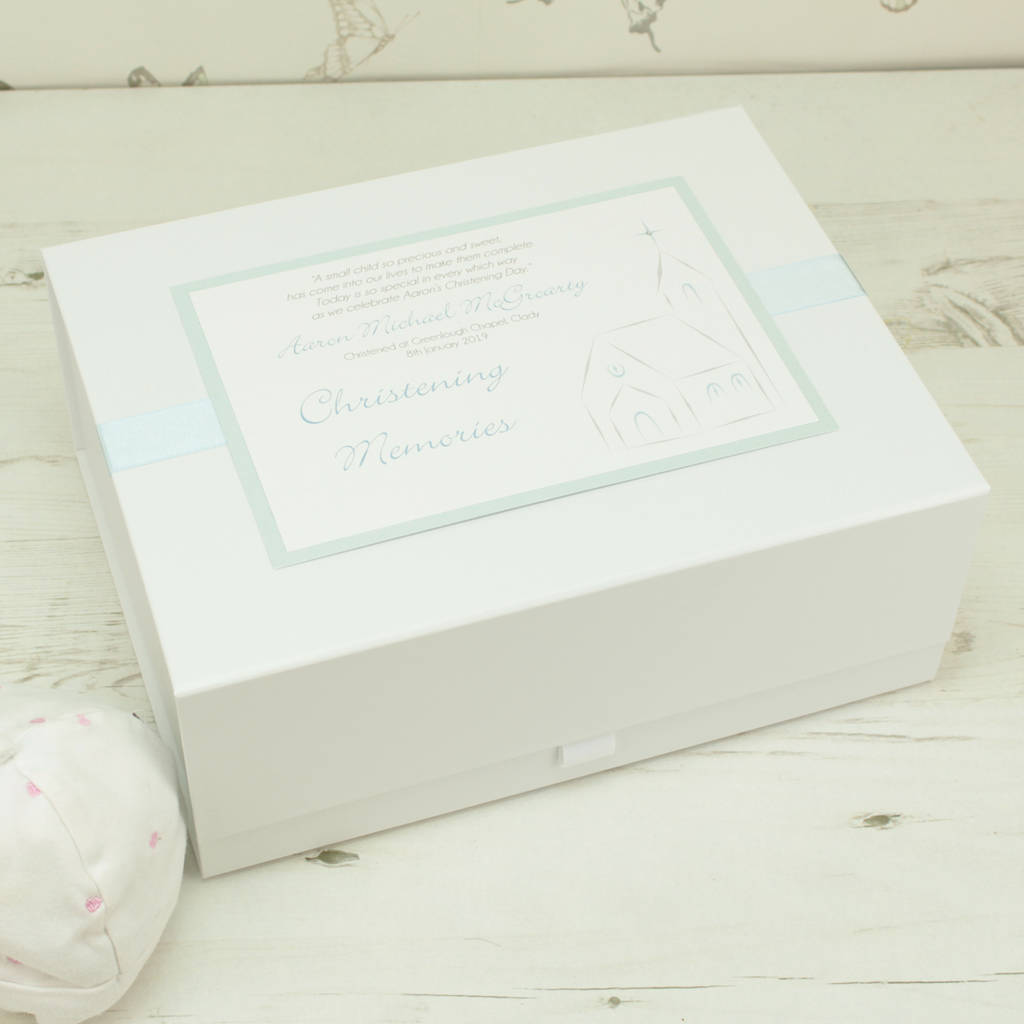 personalised christening memory box by dreams to reality design ltd