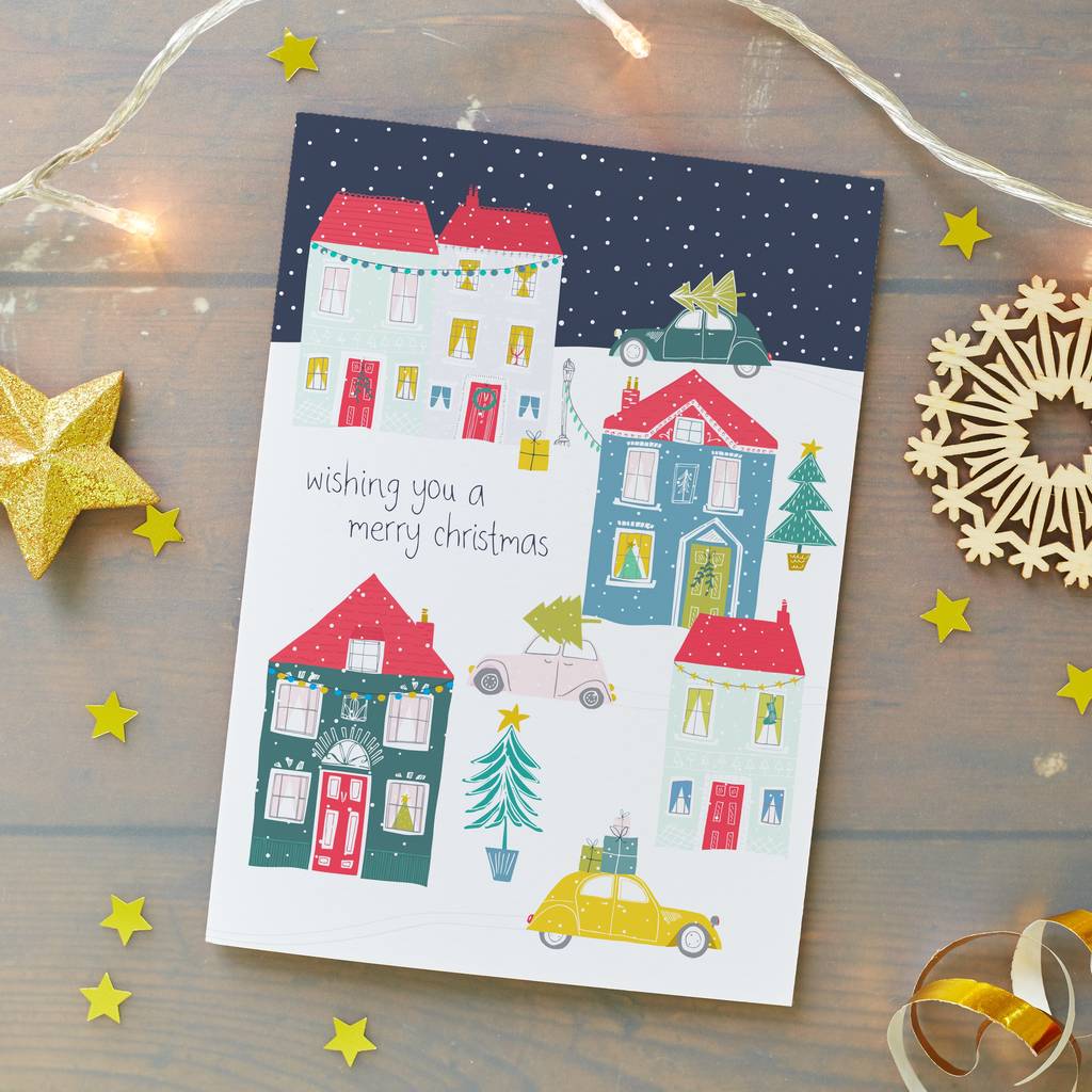 Christmas Town Scene Greeting Card Pack By Jessica Hogarth ...